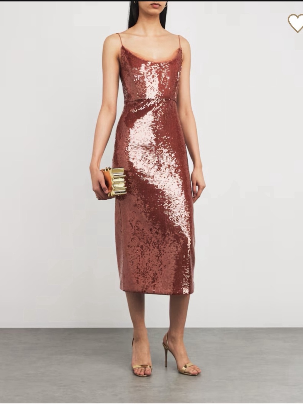 NWOT Roland Mouret Sequin Slip Midi Dress in Rose Gold, Size US 6